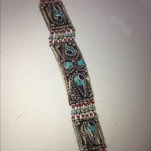 .925 Turquoise Coral and Lapis Handmade Bracelet